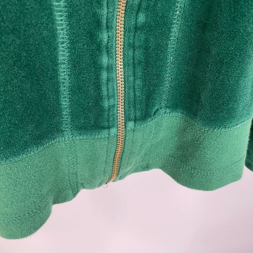Vintage Y2K Womens VELOUR Jacket Sz LP Dark Green FULL ZIP Long Sleeve Holiday - Picture 6 of 12